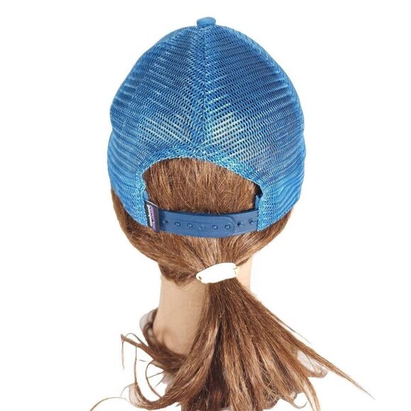 Patagonia Unisex P-6 Lopro Logo OS Blue Distressed Snapback Trucker Cap Hat - Picture 3 of 10